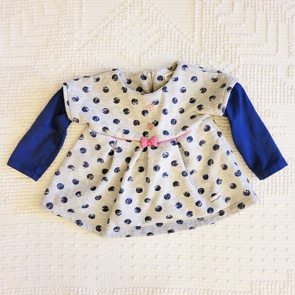 Absorba Warm Long Sleeve Polka Dot Top | 3-6mos